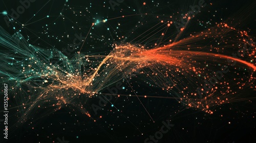 Abstract Data Network: Interconnected Lines and Nodes Representing Global Connection