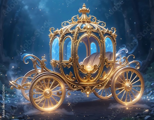 Royal Gold Carriage: A Nighttime Enchantment