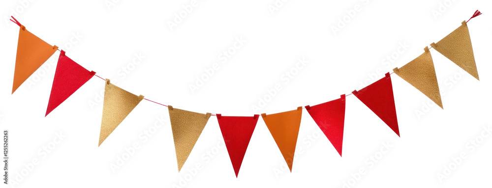 Obraz premium PNG Red and gold festival party bunting banner celebration triangular.