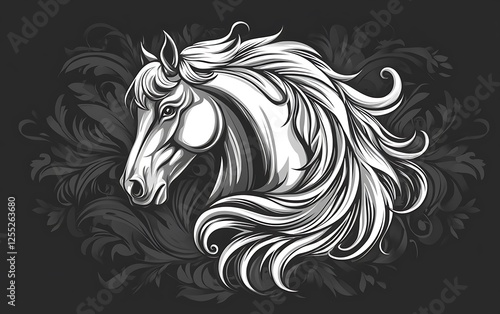 Wallpaper Mural Elegant horse head graphic design, ornate background Torontodigital.ca