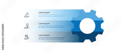 Business template infographic element with gear and 3 step layout suitable for business information and web presentation 
