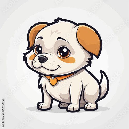 dog Cute dog character.cartoon, sticker, vector illustration.	
