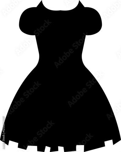 Women black dress icon.Classic luxury dress.Long maxi, full and floor length dress icon.. Elegant evening gown for glamorous evening and cocktail party. Modern design. Flat vector illustration.