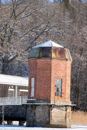 Vertical Photo of Old Water Pump Station photo