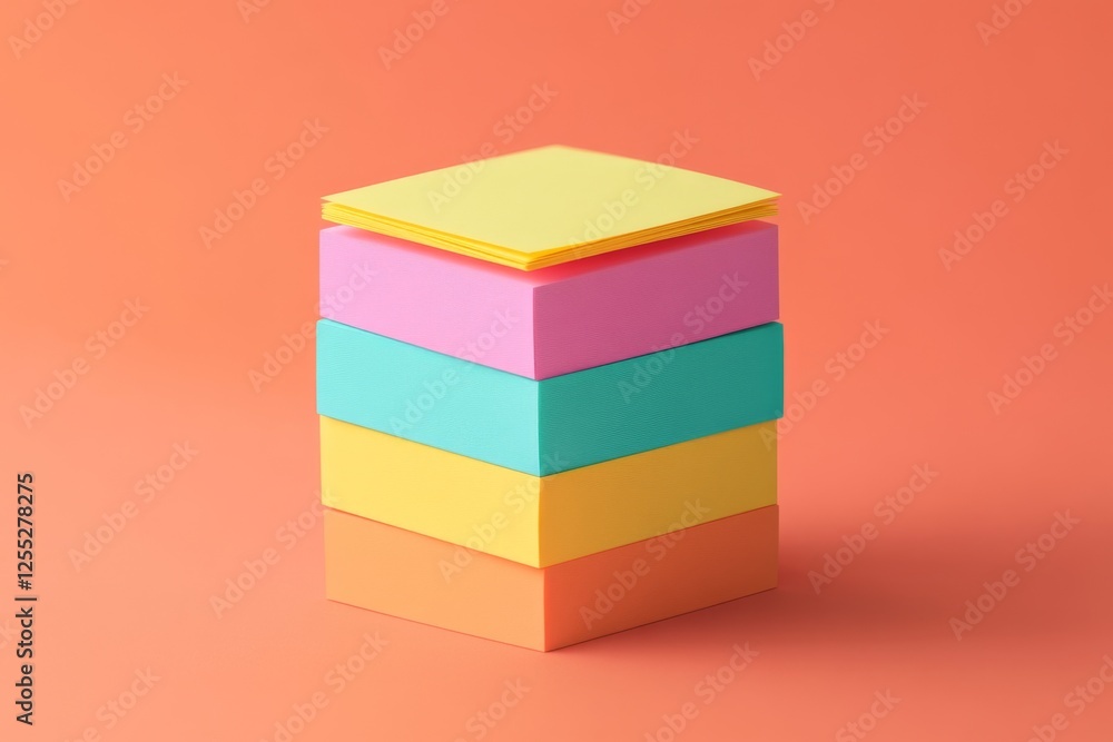 Fototapeta premium Vibrant Stack of Colorful Notepads