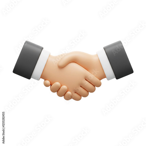 3d render handshake icon isolated on white background