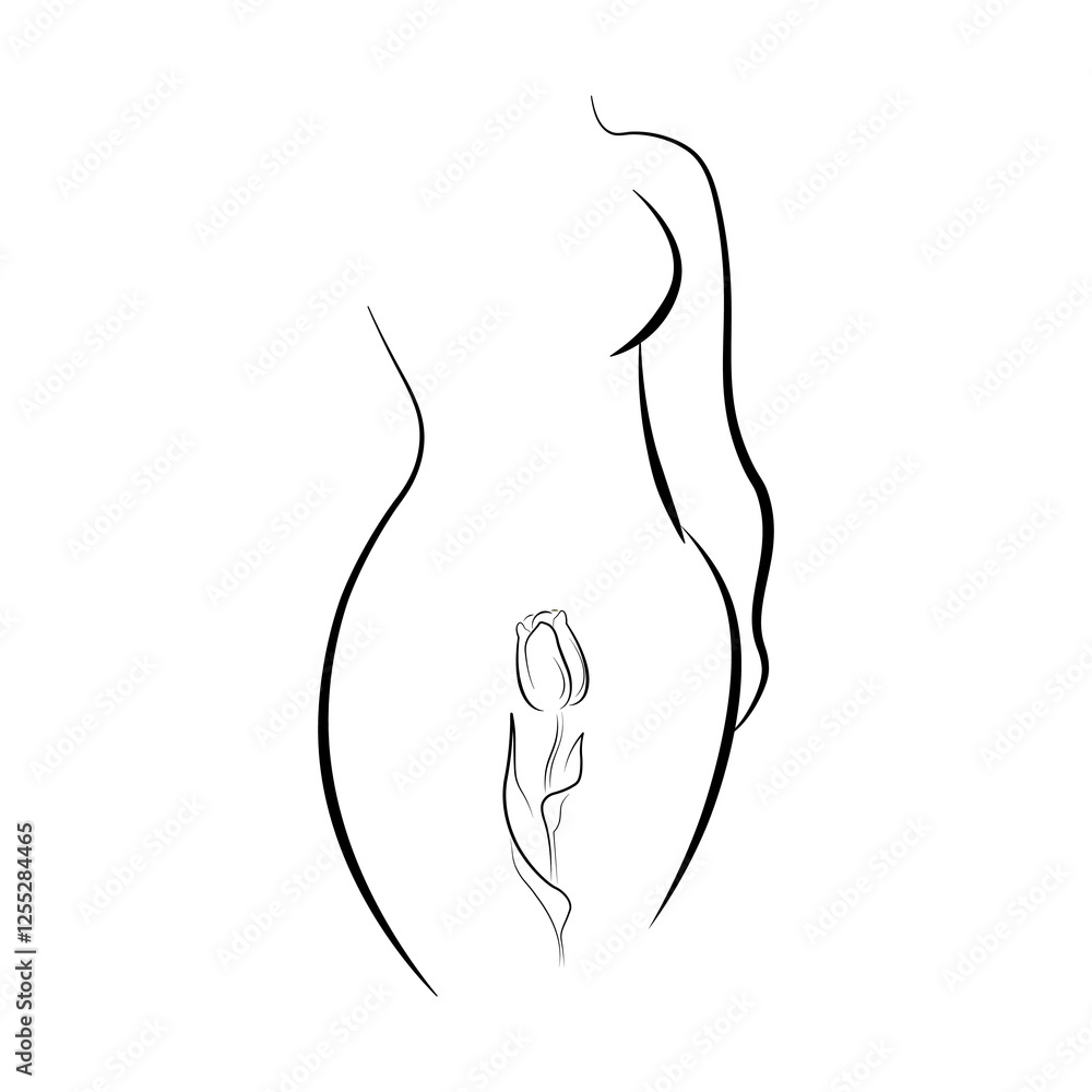 woman with flower. beautiful female body. one line drawing art. one line drawing woman with flower. beautiful female body. one line drawing art. one line drawing