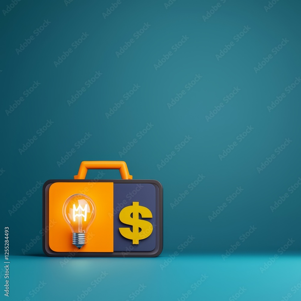 A creative briefcase with a light bulb and dollar sign symbolizes innovative business ideas and financial growth. A creative briefcase with a light bulb and dollar sign symbolizes innovative business ideas and financial growth.
