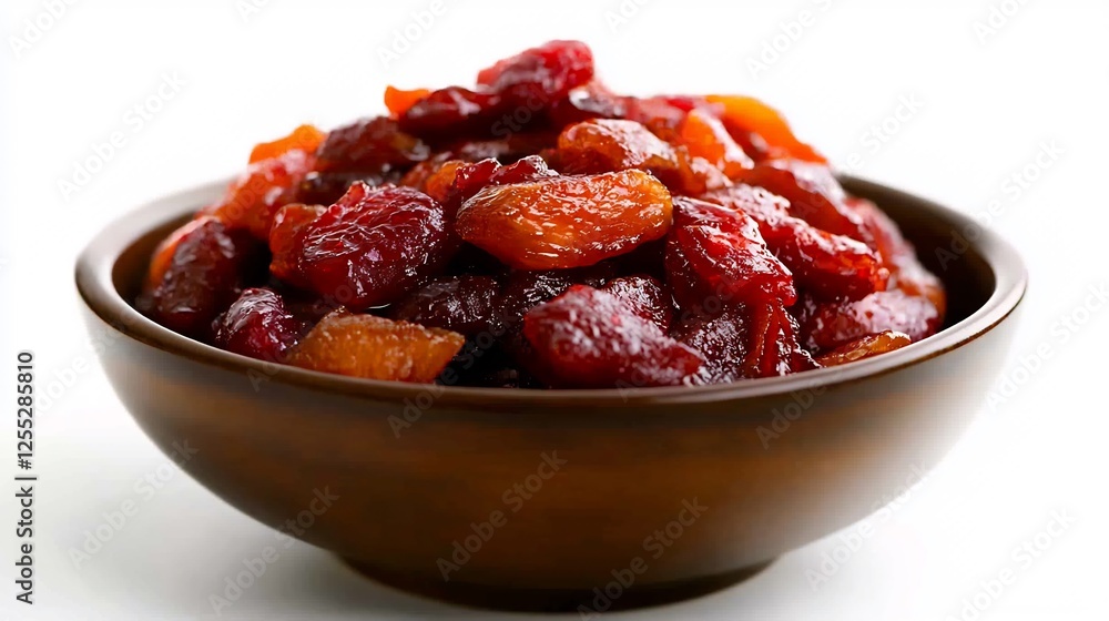 Closeup Cranberry Sauce In Wooden Bowl Closeup Cranberry Sauce In Wooden Bowl