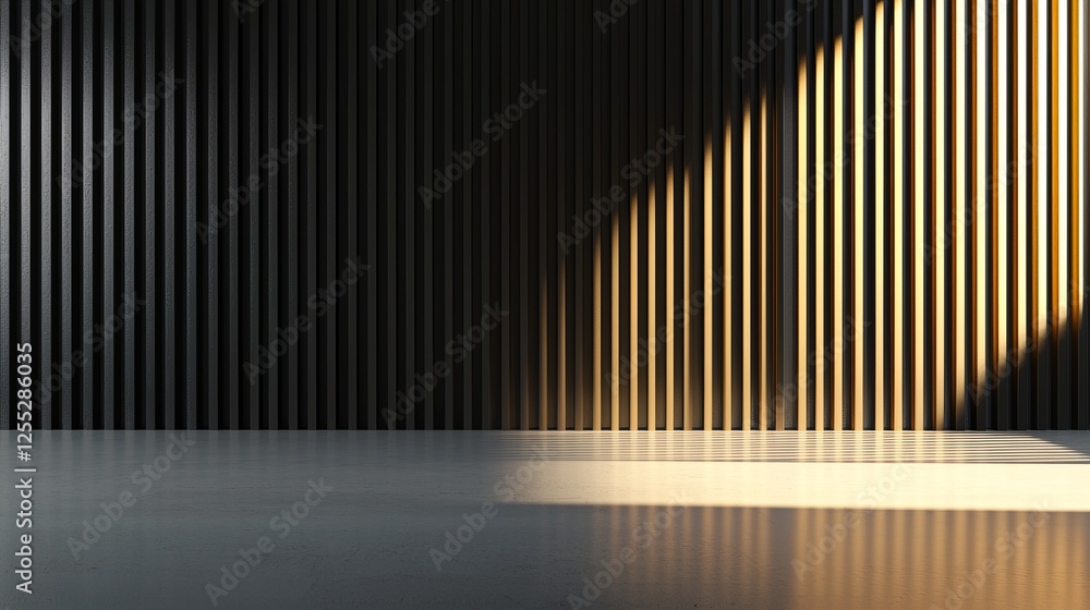 Modern Minimalist Interior Design with Empty Space and Golden Sunlight Modern Minimalist Interior Design with Empty Space and Golden Sunlight