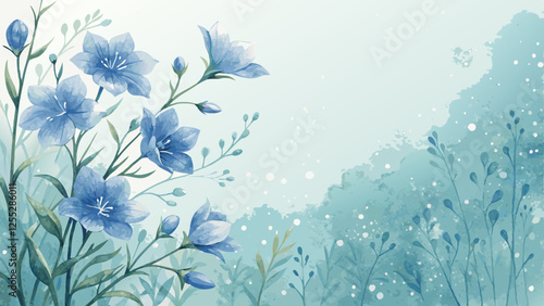 Watercolor floral design in delicate blue flowers evoking beauty and sadness for Blue Monday reflection with copy space 