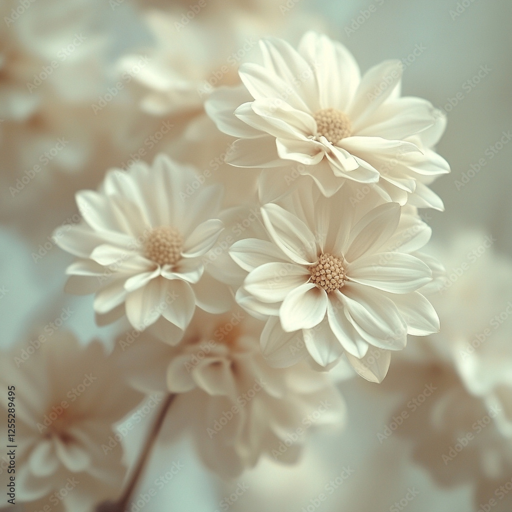 Beautiful white flowers blooming softly in gentle light capturing the essence of nature's tranquility. Generative AI Beautiful white flowers blooming softly in gentle light capturing the essence of nature's tranquility. Generative AI