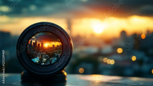 Landscape reflection from camera lens