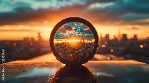 Landscape reflection from camera lens