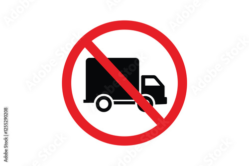 No Truck Symbol for Road Safety and Regulations, truck parking forbidden, no truck parking, truck restriction sign, no heavy vehicle sign