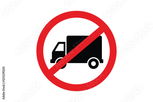 Vector Illustration of No Truck Parking Sign, truck parking forbidden, no truck parking, truck restriction sign, no heavy vehicle sign