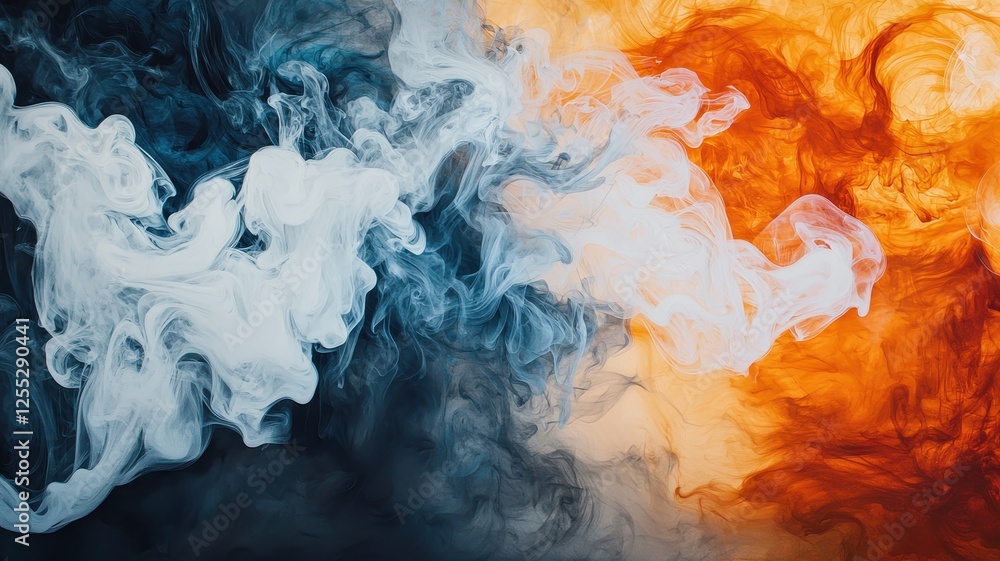 custom made wallpaper toronto digitalAbstract Swirling Ink in Blue White and Orange Hues Artistic Fluid Paint Background