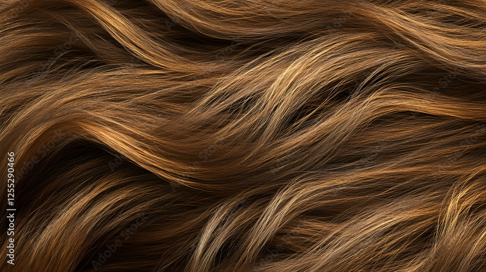 Naklejka premium Captivating abstract image showcasing the luxurious and flowing texture of wavy brown and blond hair The image highlights the natural beauty shine and volume of the hair