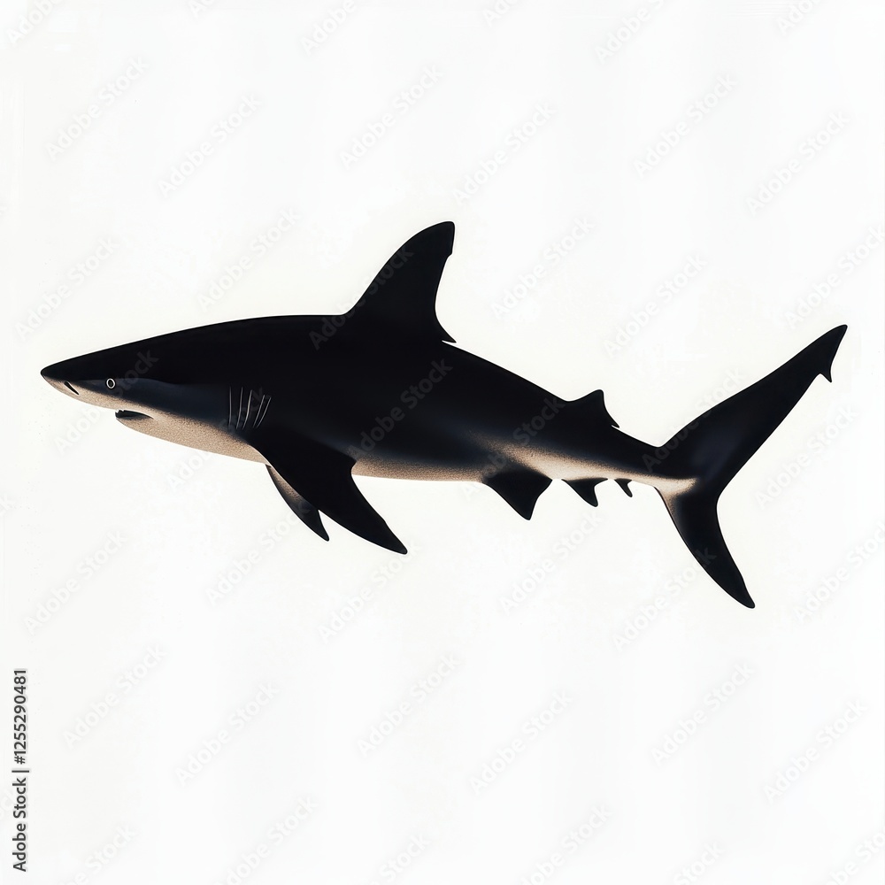Powerful Blacktip Reef Shark Silhouette Ocean Predator Marine Wildlife Underwater Animal Powerful Blacktip Reef Shark Silhouette Ocean Predator Marine Wildlife Underwater Animal