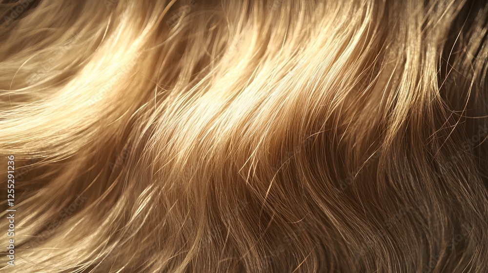 Naklejka premium Captivating Blonde and Brown Curly Hair Textures for Glamorous and Elegant Hairstyles The image showcases a close up of beautifully styled voluminous and shiny curly hair in a variety of warm