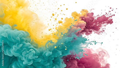 Vibrant color explosion abstract art digital design studio close-up creative expression photo