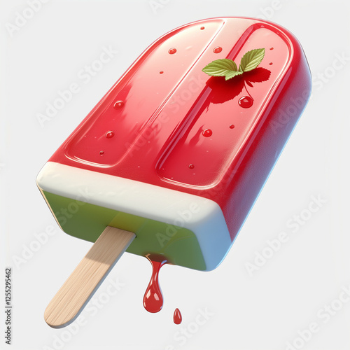 Watermelon ice cream on light background, 3d illustration
