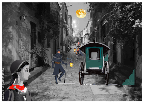medieval street night