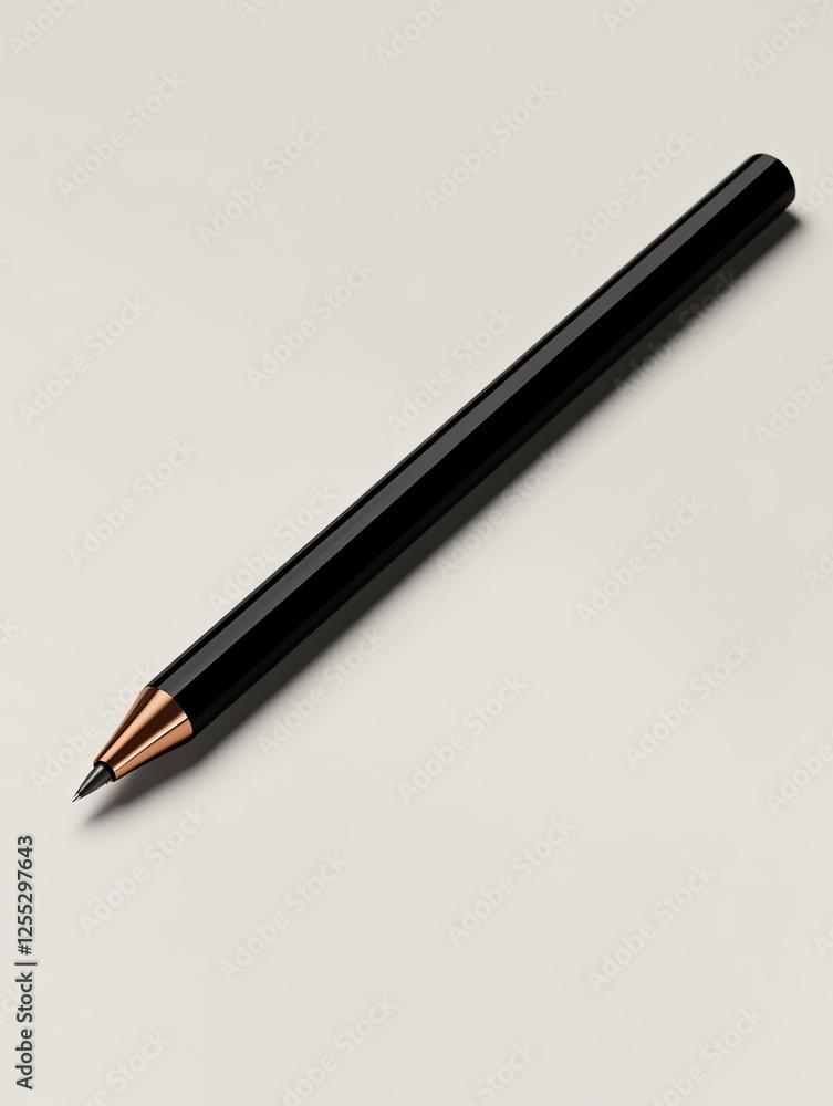 Elegant Black Mechanical Pencil on Soft White Background Ready for Use Elegant Black Mechanical Pencil on Soft White Background Ready for Use