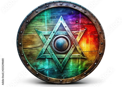 Viking Othala Rune Dark Circle Shield in Vivid Colors photo