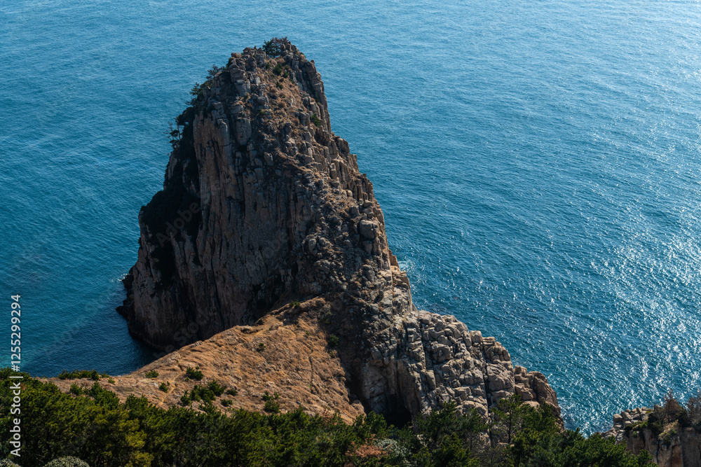High-angle view of the cliffs at the seaside