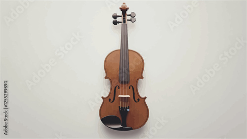 High-angle, full shot of an antique violin presented against a plain white backdrop. The violin exhibits a rich, dark brown wood finish with visible signs of age and wear, suggesting a