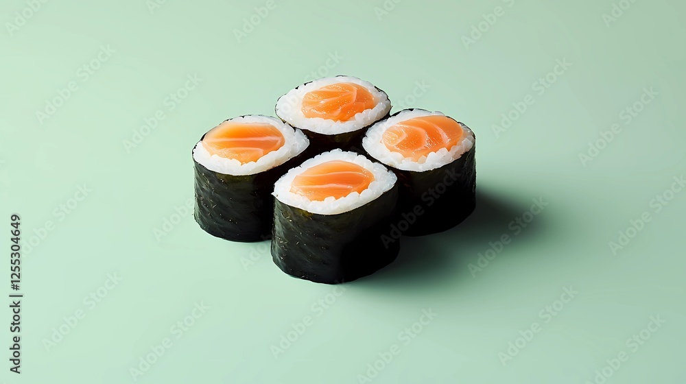 Minimalistic sushi drawing with clean lines and simple details, suitable for modern branding, restaurant designs, and digital food content, book illustration style