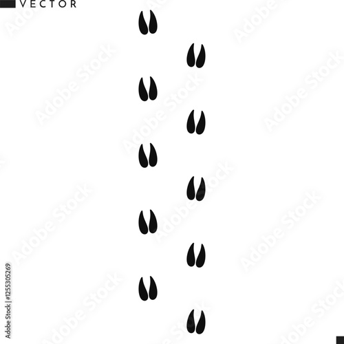 Deer paw prints vector. Animal track. Sika deer paw prints