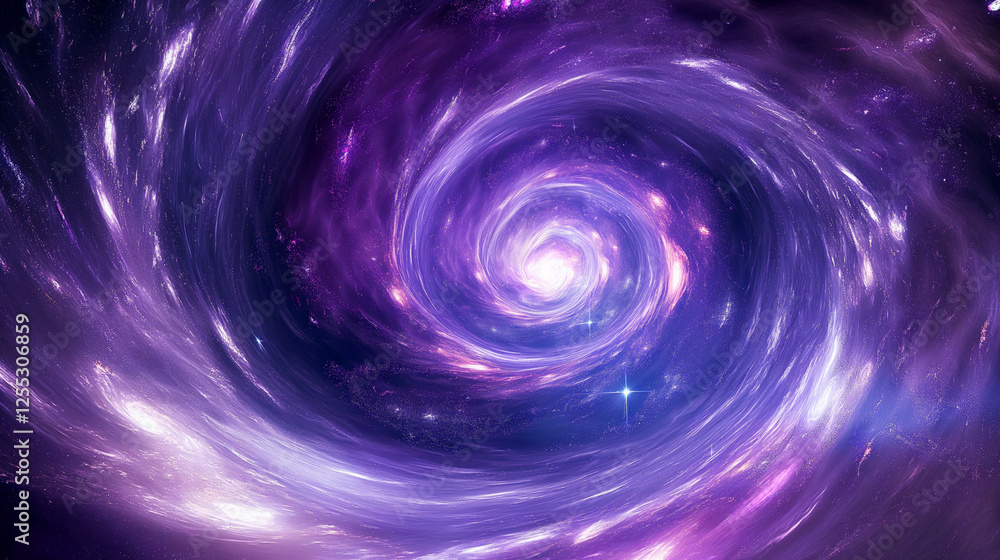 Purple nebula clouds swirling and creating a cosmic vortex with bright stars Purple nebula clouds swirling and creating a cosmic vortex with bright stars