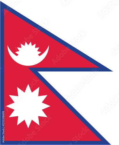 Nepal flag official colors and proportion digital vector illustration. 