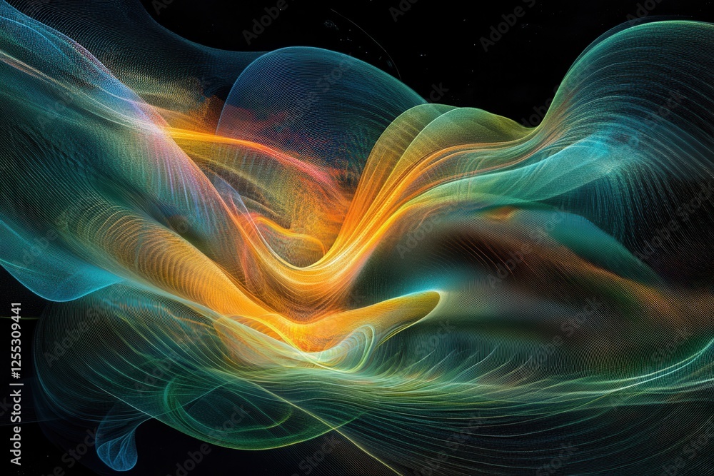 Obraz premium Abstract Colorful Waves Flowing in a Dark Background