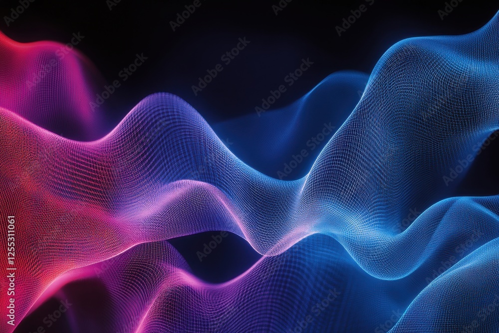 Abstract Waves of Colorful Light in Shades of Pink and Blue Abstract Waves of Colorful Light in Shades of Pink and Blue