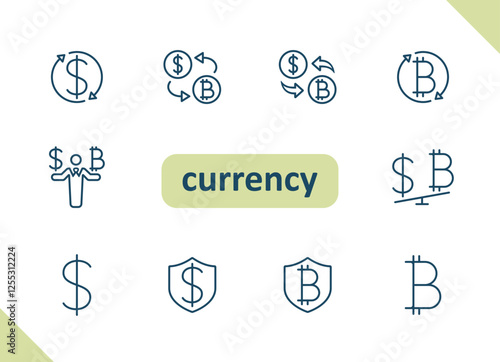 Cyptocurrency icons. Crypto currency, bitcoin, dollar, payment, money vector icon set