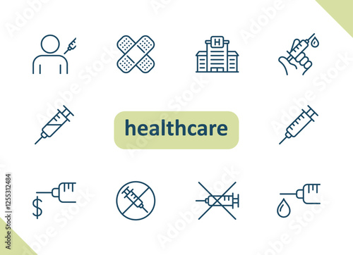 Healthcare icons. Health care, hospital, medical vector icon set