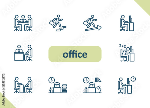 Office icons. Career, workplace, job vector icon set