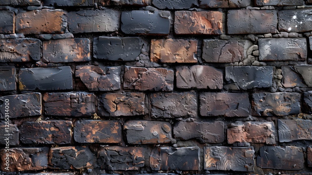 Obraz premium Worn Black Brick Wall with Burnt Texture .
