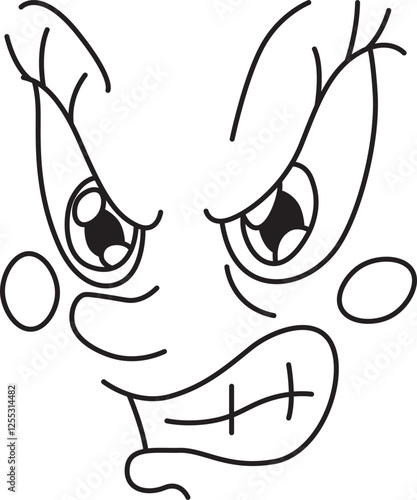 angry and evil dissatisfied face with evil eyes with eyelashes