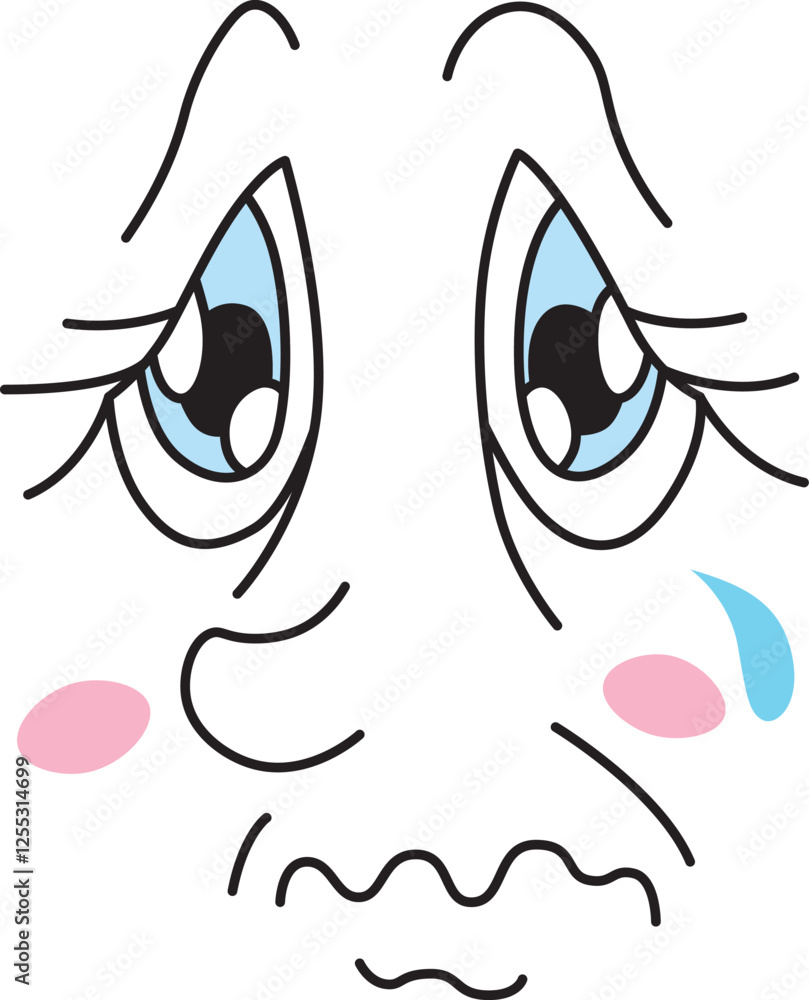 sad sad face with shiny eyes with eyelashes with a tear flowing from the eye with a shaking closed mouth and rosy cheeks sad sad face with shiny eyes with eyelashes with a tear flowing from the eye with a shaking closed mouth and rosy cheeks