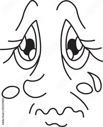sad sorrowful face with a tear flowing from the eye with a shaking closed mouth