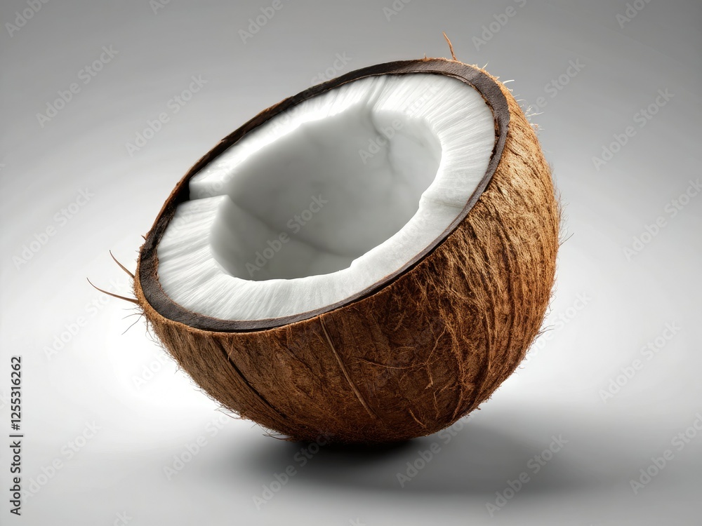 Simple line art coconut half, a minimalist tropical fruit illustration perfect for design. Simple line art coconut half, a minimalist tropical fruit illustration perfect for design.