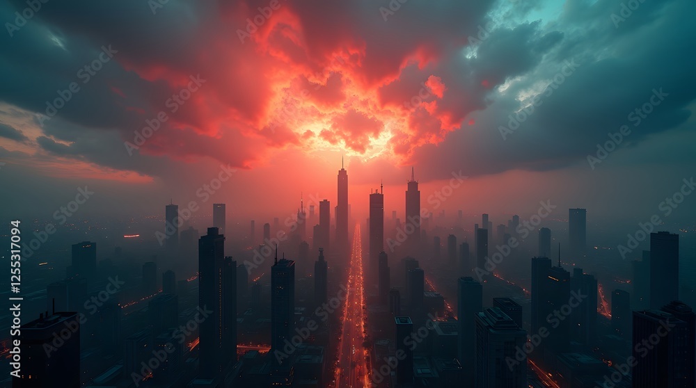 Fototapeta premium A dark industrial city