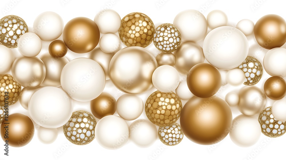 Elegant Arrangement of Pearls and Golden Spheres for Festive Decorations and Celebratory Occasions Elegant Arrangement of Pearls and Golden Spheres for Festive Decorations and Celebratory Occasions