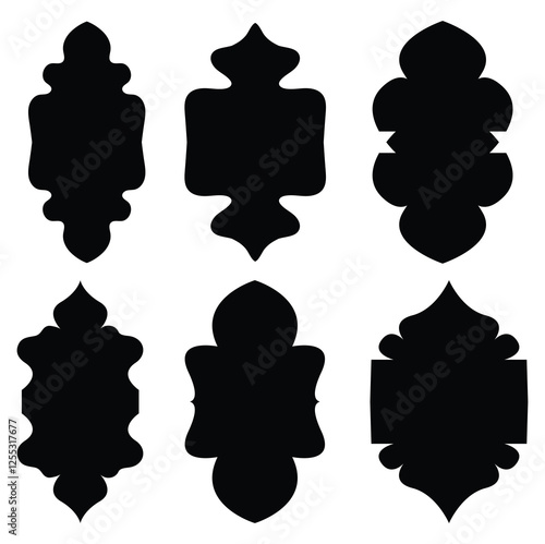 Collection of Islamic Architectural Window Designs silhouette 