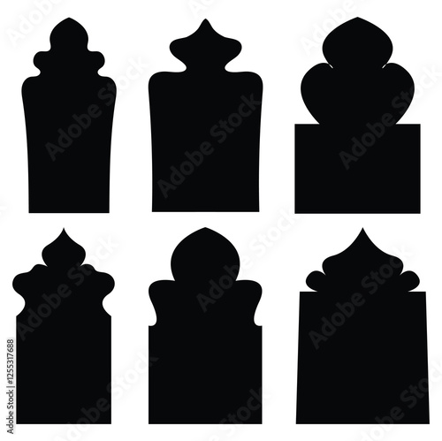 Collection of Islamic Architectural Window Designs silhouette 