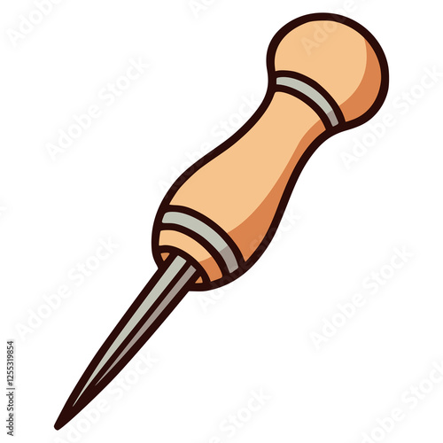 wooden awl flat leatherwork shoemaking flat color vector illustration template design